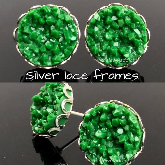 3/$15🎀Basil Green faux druzy studs - Picture 8 of 11
